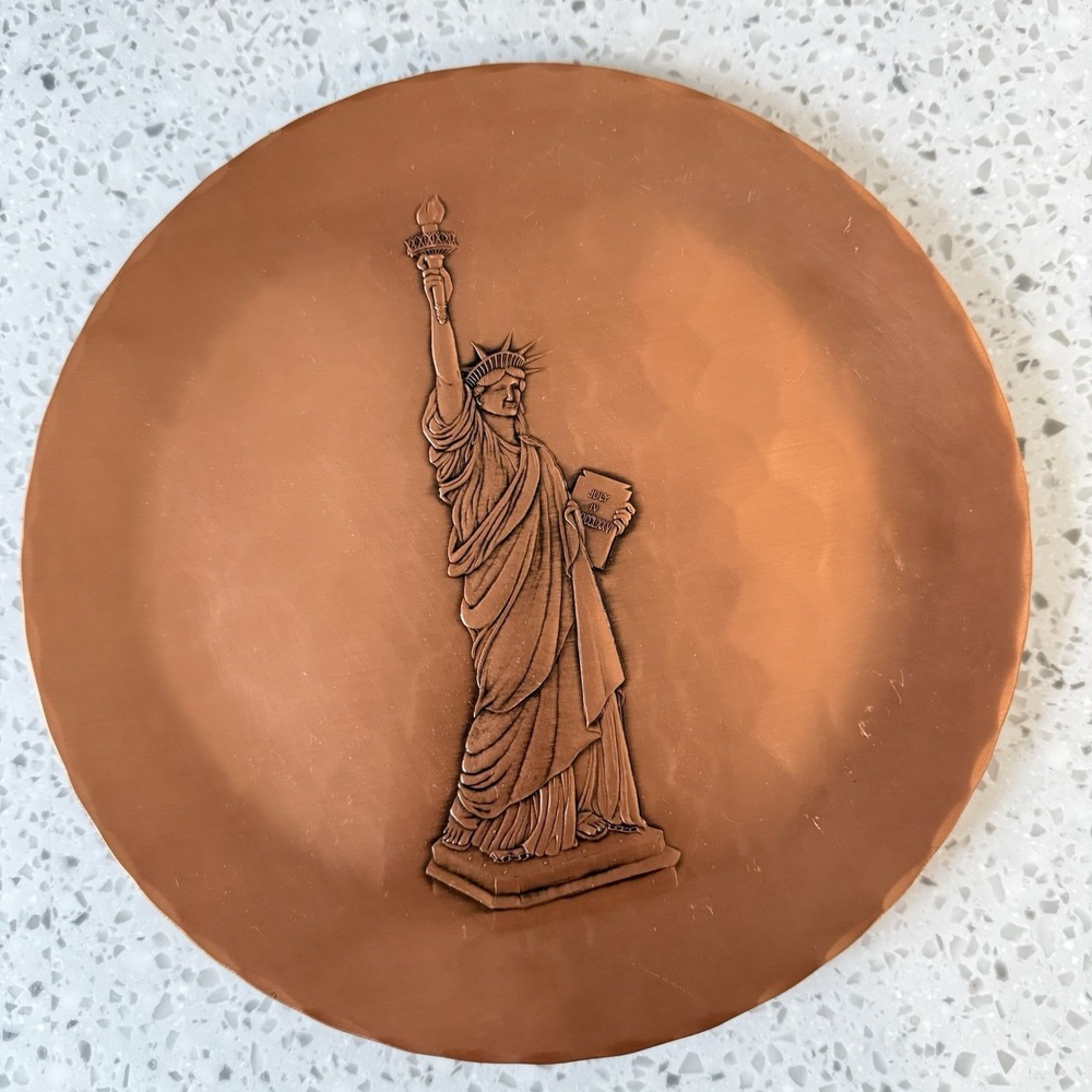 Rare 1886-1986 Wendell August Forge Solid Copper 9" Statue Of Liberty Plate #366